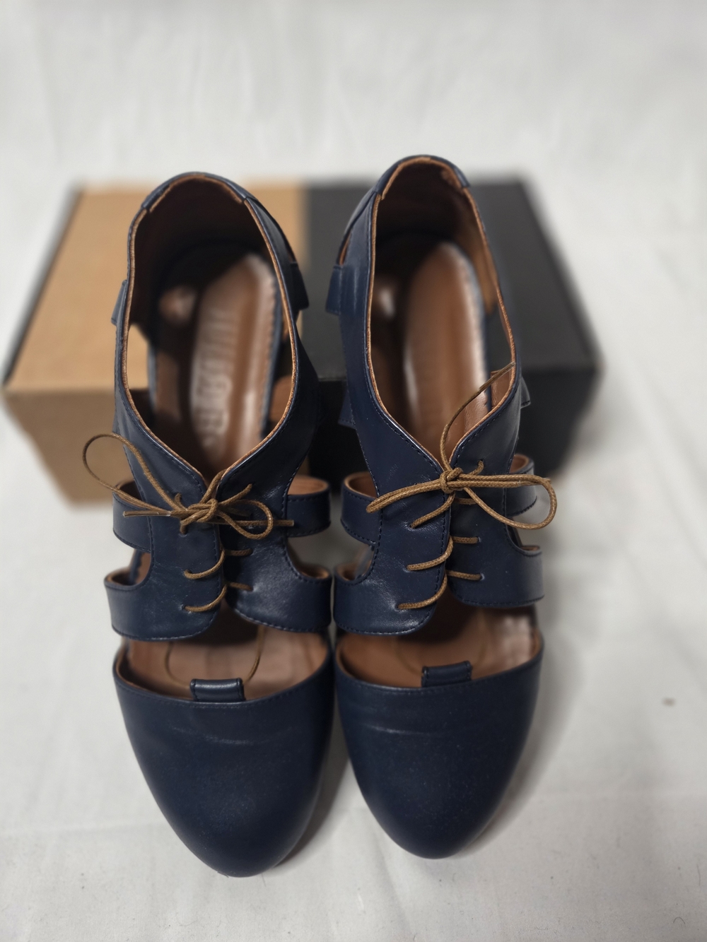 Julia Bo Shoes Nassau Cut-Out Leather Oxford Shoes – Blue – Women's Size 11